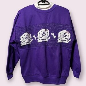 Vintage Purple and White Metallic Labrador Dog Sweater Medium